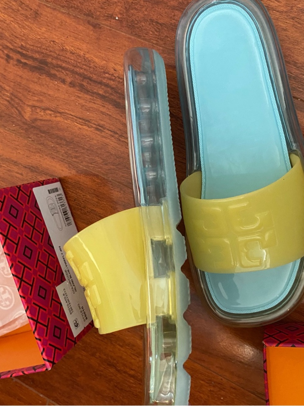 Tory Burch Island Blue Footbed with Firefly Yellow Jelly Bubble - Picture 3 of 5